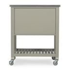 Rolling Kitchen Cart with Stainless Steel Top – Grey, 2 Drawers & Pull-Out Baskets
