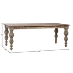 Maeve 84-inch Rectangular Reclaimed Pine Dining Table with Carved Four Poster Legs Finished in an Antique Seal