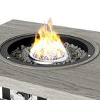 Patio Fire Pit Dining Table with Ice Bucket and Fire Pit