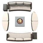 9-piece Patio Wicker Daybed Set with Concrete Fire Pit Table