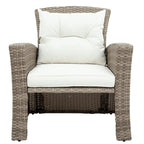 Patio Furniture Set, 4 Piece Outdoor Conversation Set All Weather Wicker Sectional Sofa with Ottoman and Cushions