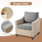 HOOOWOOO 8-piece Patio Wicker Rattan Conversation Set with Multifunctional Fire Pit Table