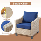 HOOOWOOO 8-piece Patio Wicker Rattan Conversation Set with Multifunctional Fire Pit Table
