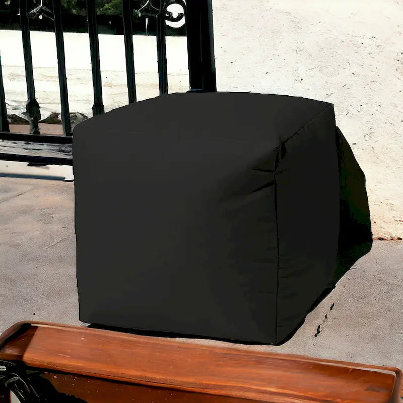 HomeRoots 17 Cool Jet Black Solid Color Indoor Outdoor Pouf Cover - 17' X '17' X '1