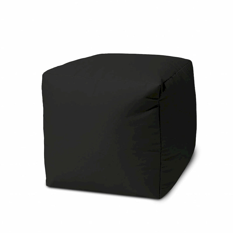 HomeRoots 17 Cool Jet Black Solid Color Indoor Outdoor Pouf Cover - 17' X '17' X '1