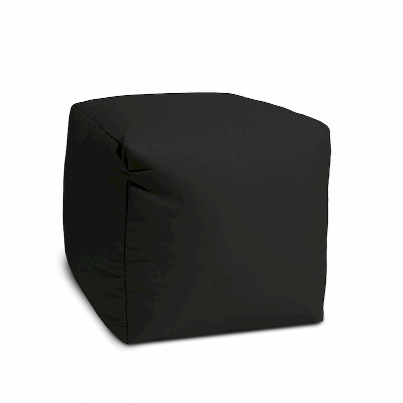HomeRoots 17 Cool Jet Black Solid Color Indoor Outdoor Pouf Cover - 17' X '17' X '1