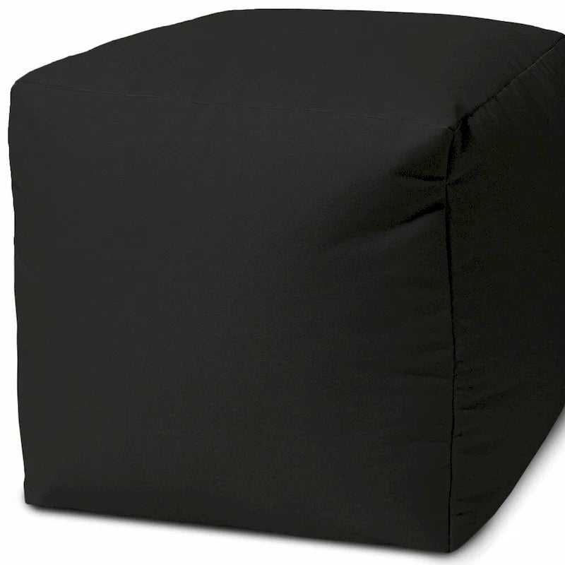 HomeRoots 17 Cool Jet Black Solid Color Indoor Outdoor Pouf Cover - 17' X '17' X '1