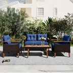 4-Piece Garden Furniture,Patio Seating Set,PE Rattan Outdoor Sofa Set