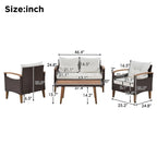 4-Piece Garden Furniture,Patio Seating Set,PE Rattan Outdoor Sofa Set