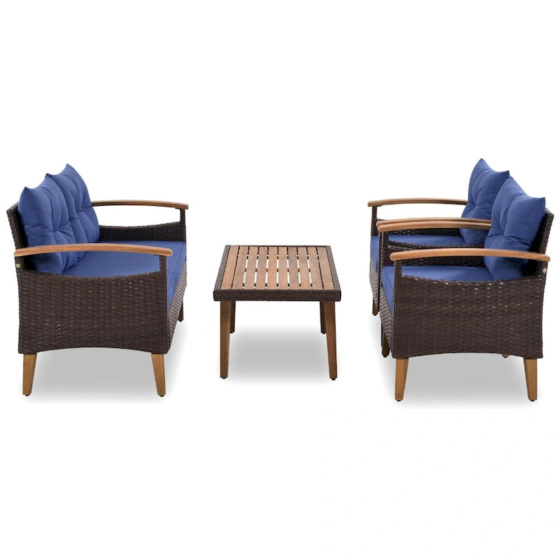 4-Piece Garden Furniture,Patio Seating Set,PE Rattan Outdoor Sofa Set