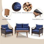 4-Piece Garden Furniture,Patio Seating Set,PE Rattan Outdoor Sofa Set