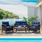 4-Piece Garden Furniture,Patio Seating Set,PE Rattan Outdoor Sofa Set