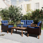 4-Piece Garden Furniture,Patio Seating Set,PE Rattan Outdoor Sofa Set