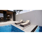 3-Pieces Outdoor Aluminum Adjustable Wicker Chaise Lounge Set