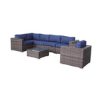 LSI 7 Piece Rattan Sunbrella Sectional Seating Group with Cushions