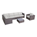 LSI 7 Piece Rattan Sunbrella Sectional Seating Group with Cushions