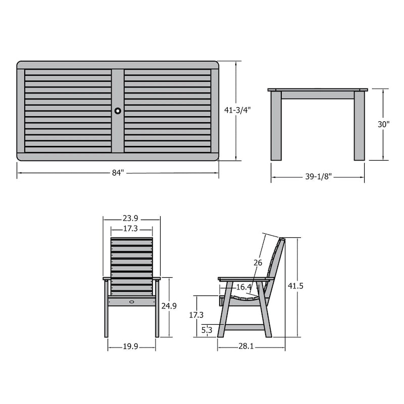 Weatherly 7-Piece Outdoor Dining Height Set - 42 x 84