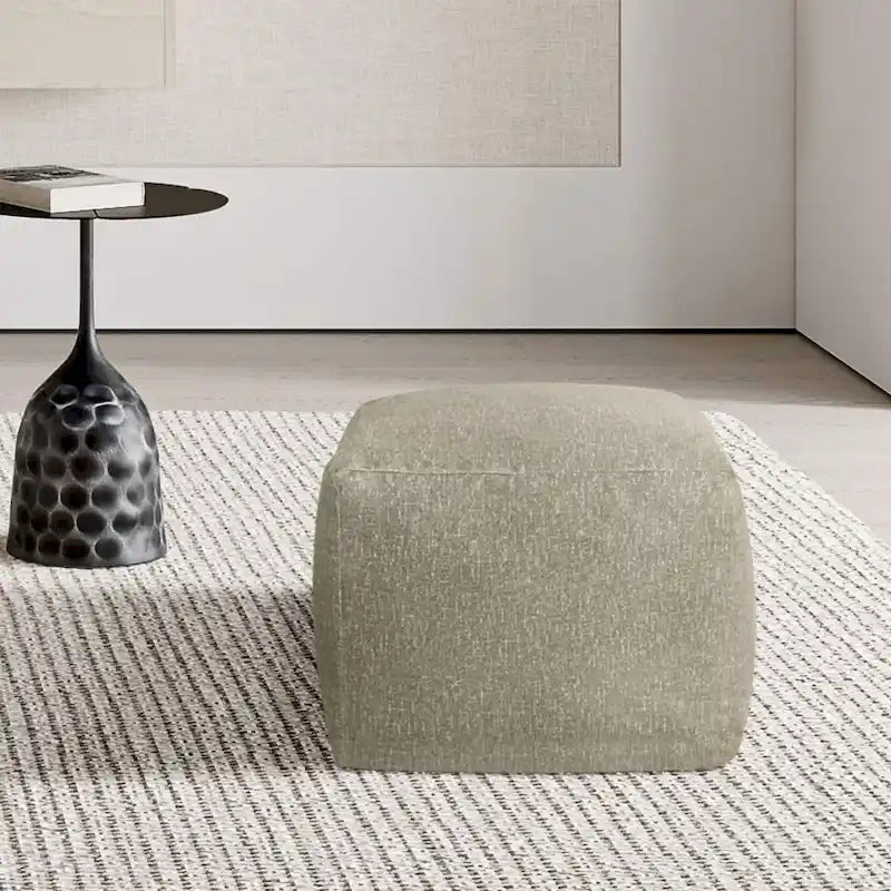 Square Velvet Pouf, Contemporary Style – Light Pink / Dove / Sapphire Blue / Teal Green / Truffle Brown / Indigo Dye