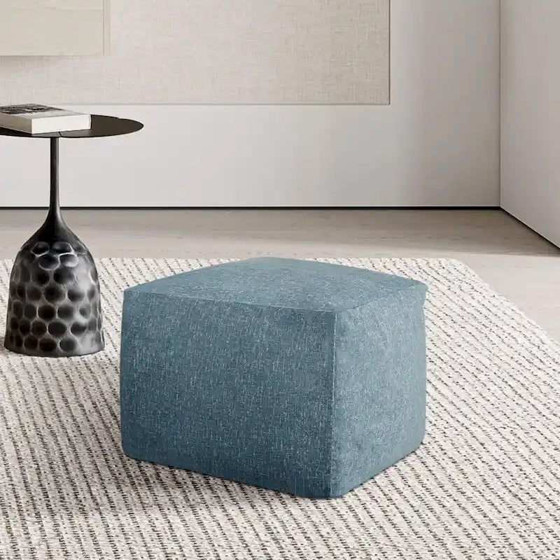 Square Velvet Pouf, Contemporary Style – Light Pink / Dove / Sapphire Blue / Teal Green / Truffle Brown / Indigo Dye