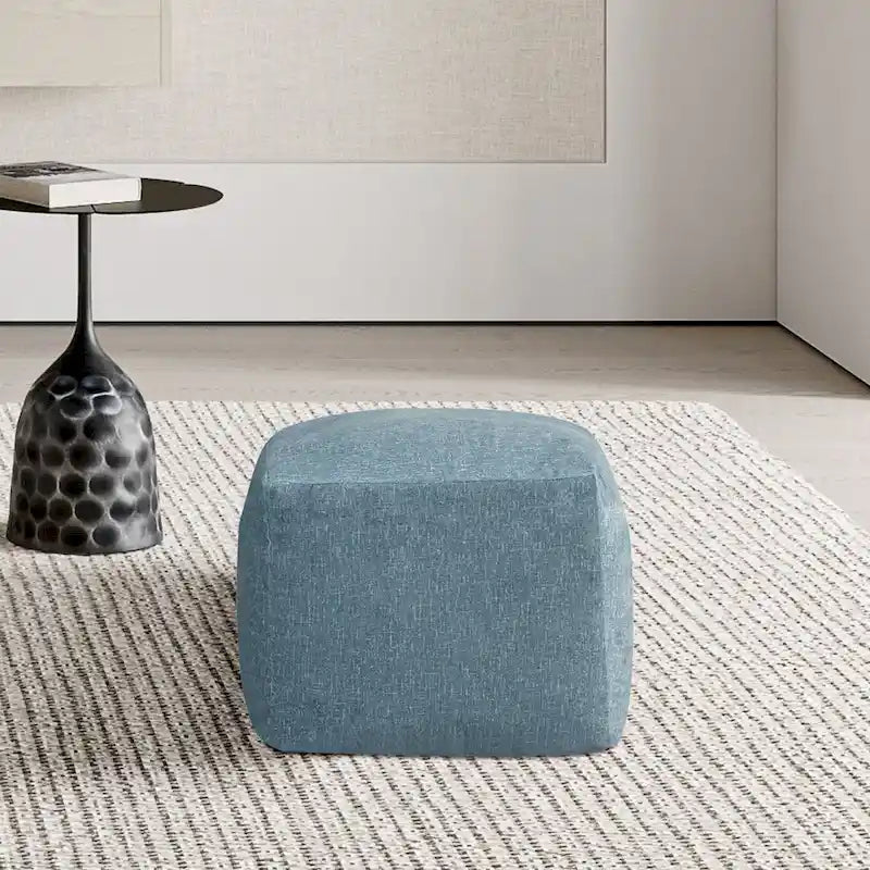 Square Velvet Pouf, Contemporary Style – Light Pink / Dove / Sapphire Blue / Teal Green / Truffle Brown / Indigo Dye