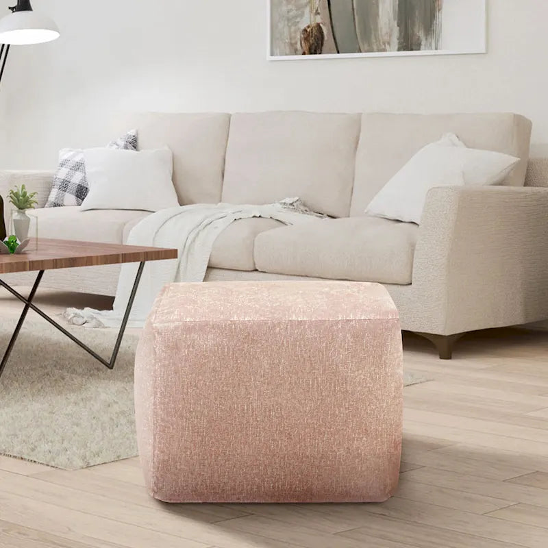 Square Velvet Pouf, Contemporary Style – Light Pink / Dove / Sapphire Blue / Teal Green / Truffle Brown / Indigo Dye