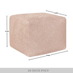 Square Velvet Pouf, Contemporary Style – Light Pink / Dove / Sapphire Blue / Teal Green / Truffle Brown / Indigo Dye