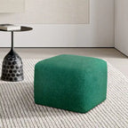 Square Velvet Pouf, Contemporary Style – Light Pink / Dove / Sapphire Blue / Teal Green / Truffle Brown / Indigo Dye