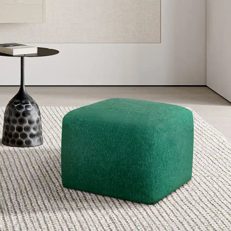 Square Velvet Pouf, Contemporary Style – Light Pink / Dove / Sapphire Blue / Teal Green / Truffle Brown / Indigo Dye