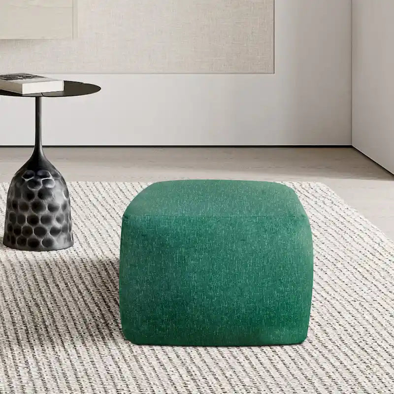 Square Velvet Pouf, Contemporary Style – Light Pink / Dove / Sapphire Blue / Teal Green / Truffle Brown / Indigo Dye