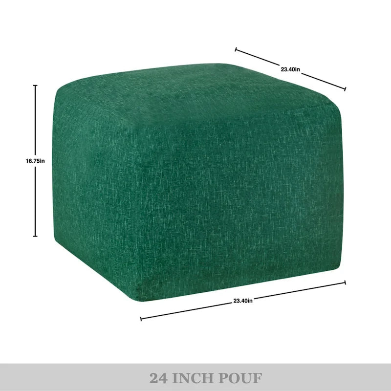 Square Velvet Pouf, Contemporary Style – Light Pink / Dove / Sapphire Blue / Teal Green / Truffle Brown / Indigo Dye