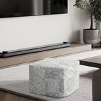 Square Velvet Pouf, Contemporary Style – Light Pink / Dove / Sapphire Blue / Teal Green / Truffle Brown / Indigo Dye