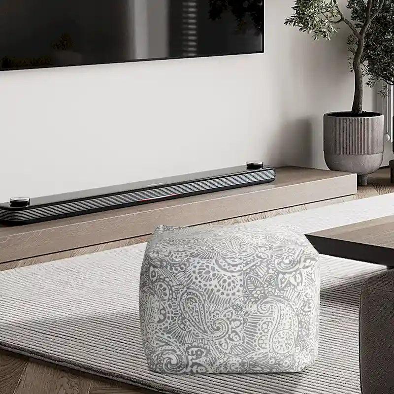 Square Velvet Pouf, Contemporary Style – Light Pink / Dove / Sapphire Blue / Teal Green / Truffle Brown / Indigo Dye