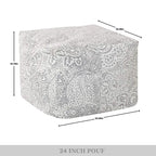 Square Velvet Pouf, Contemporary Style – Light Pink / Dove / Sapphire Blue / Teal Green / Truffle Brown / Indigo Dye