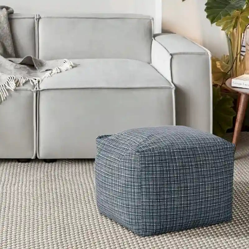 Square Velvet Pouf, Contemporary Style – Light Pink / Dove / Sapphire Blue / Teal Green / Truffle Brown / Indigo Dye