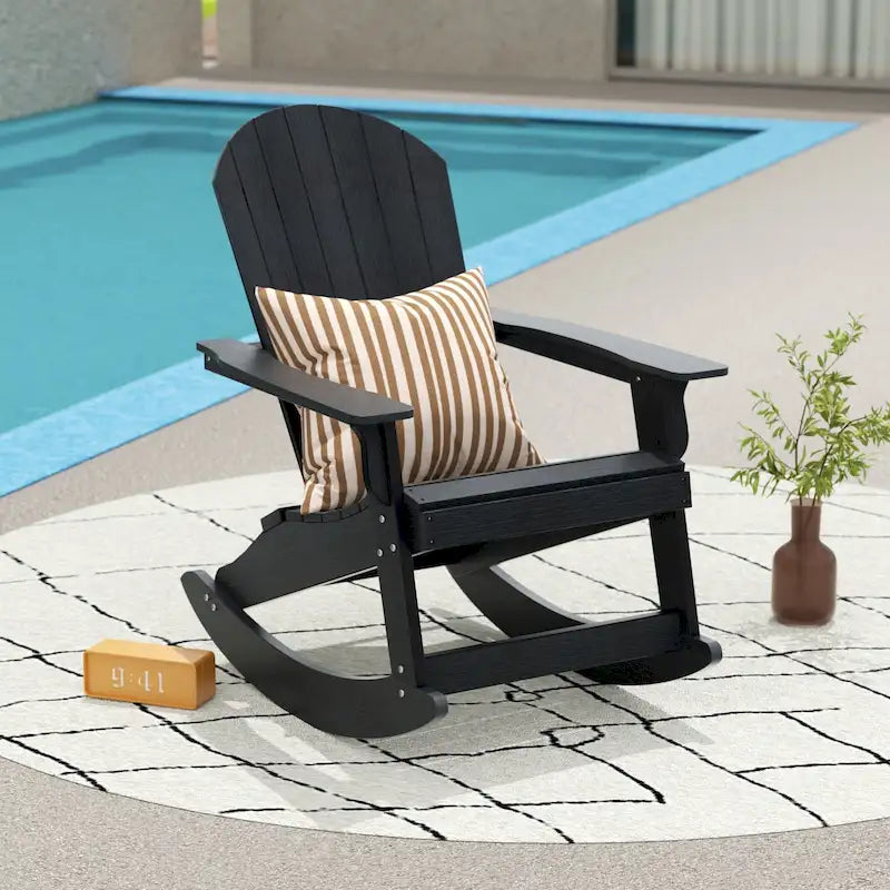 Polytrends Vineyard HIPS Outdoor Eco-Friendly All Weather Seashell Rocking Adirondack Chair