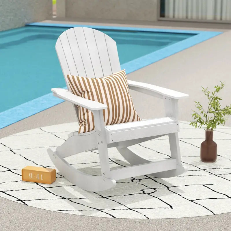 Polytrends Vineyard HIPS Outdoor Eco-Friendly All Weather Seashell Rocking Adirondack Chair