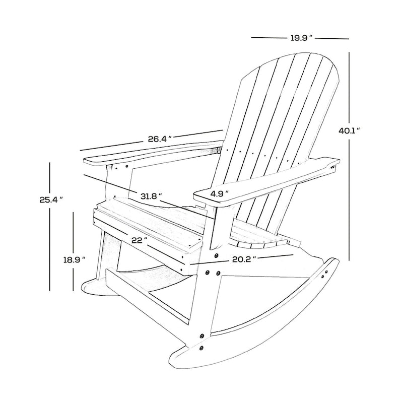Polytrends Vineyard HIPS Outdoor Eco-Friendly All Weather Seashell Rocking Adirondack Chair