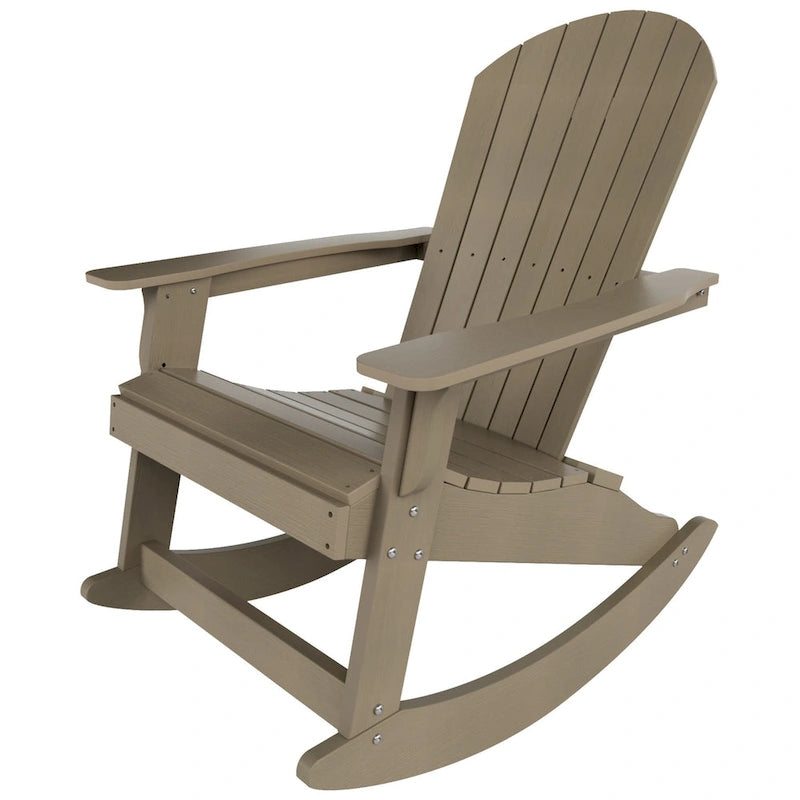 Polytrends Vineyard HIPS Outdoor Eco-Friendly All Weather Seashell Rocking Adirondack Chair