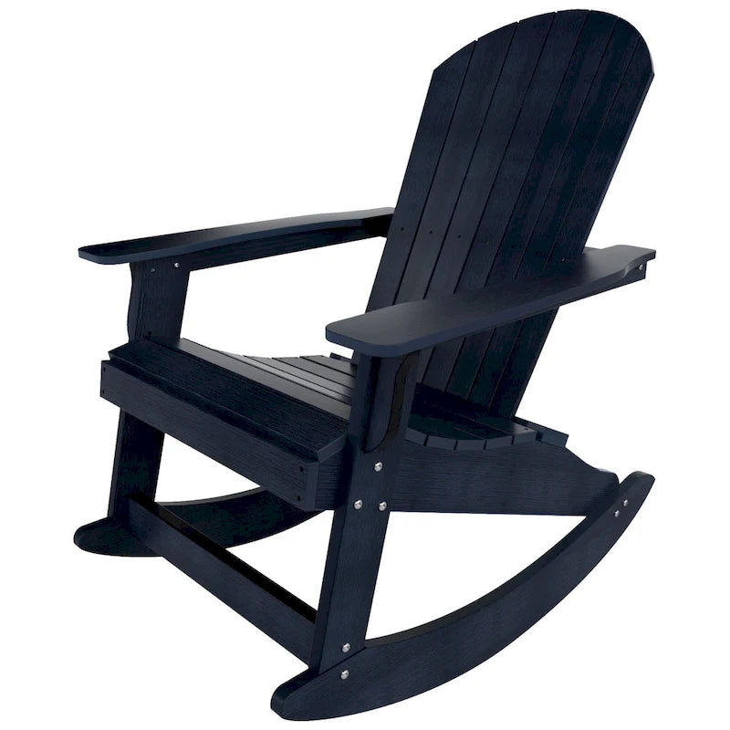 Polytrends Vineyard HIPS Outdoor Eco-Friendly All Weather Seashell Rocking Adirondack Chair
