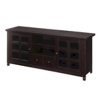 TV Stand with Glass Cabinets, Shelves & Drawer – Espresso / Black / White / Weathered Grey / Driftwood / Ivory / Barnwood, Transitional Style