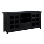 TV Stand with Glass Cabinets, Shelves & Drawer – Espresso / Black / White / Weathered Grey / Driftwood / Ivory / Barnwood, Transitional Style