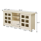 TV Stand with Glass Cabinets, Shelves & Drawer – Espresso / Black / White / Weathered Grey / Driftwood / Ivory / Barnwood, Transitional Style