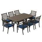 9-Piece Cast Aluminum Patio Dining Set with Cushions