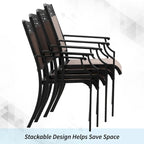 PHI VILLA Set of 4 Patio Dining Chairs Made from Sturdy Alu Frame and Breathable Textilene Sling Fabric