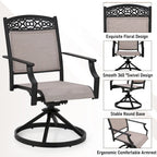 PHI VILLA Set of 4 Patio Dining Chairs Made from Sturdy Alu Frame and Breathable Textilene Sling Fabric