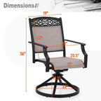 PHI VILLA Set of 4 Patio Dining Chairs Made from Sturdy Alu Frame and Breathable Textilene Sling Fabric