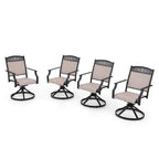PHI VILLA Set of 4 Patio Dining Chairs Made from Sturdy Alu Frame and Breathable Textilene Sling Fabric
