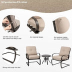 Futzca Spring Patio Chairs,3-Piece Bistro Set Outdoor Furniture for Patio, Garden, and Backyard with Cushioned Seats