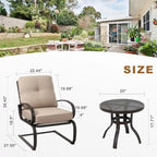 Futzca Spring Patio Chairs,3-Piece Bistro Set Outdoor Furniture for Patio, Garden, and Backyard with Cushioned Seats