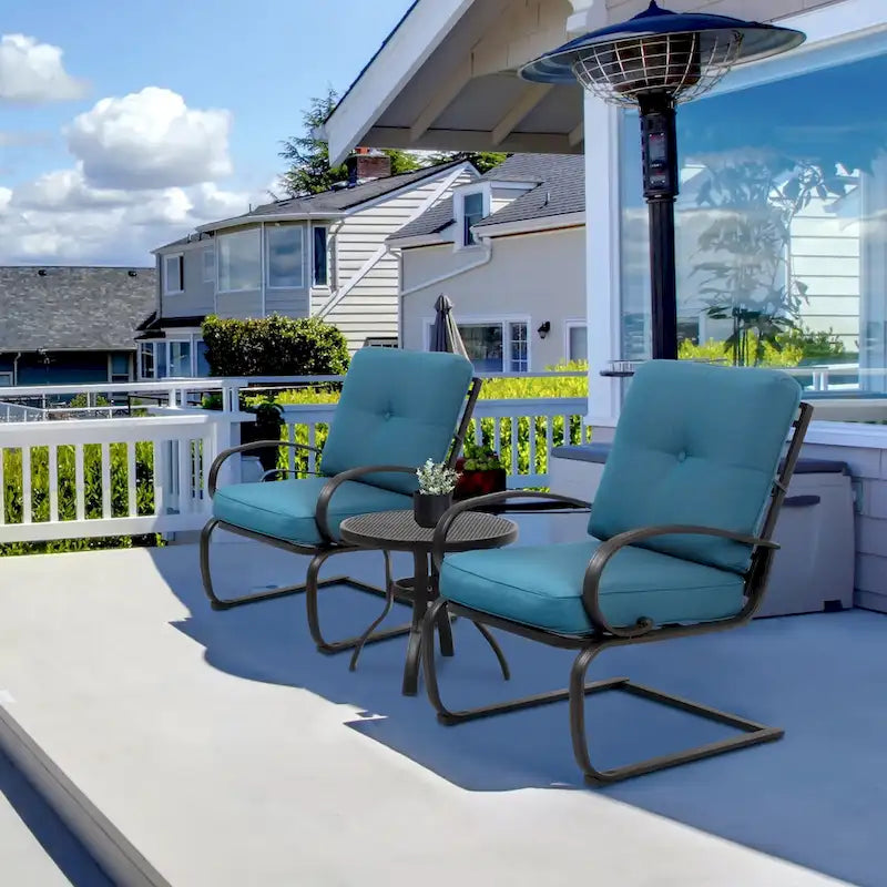 Futzca Spring Patio Chairs,3-Piece Bistro Set Outdoor Furniture for Patio, Garden, and Backyard with Cushioned Seats